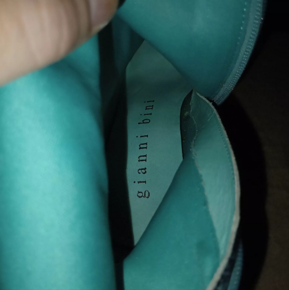 Gianni Bini Lennoxe Snake Print Leather Heel Tall Boots Teal Waters 5M - Picture 8 of 9